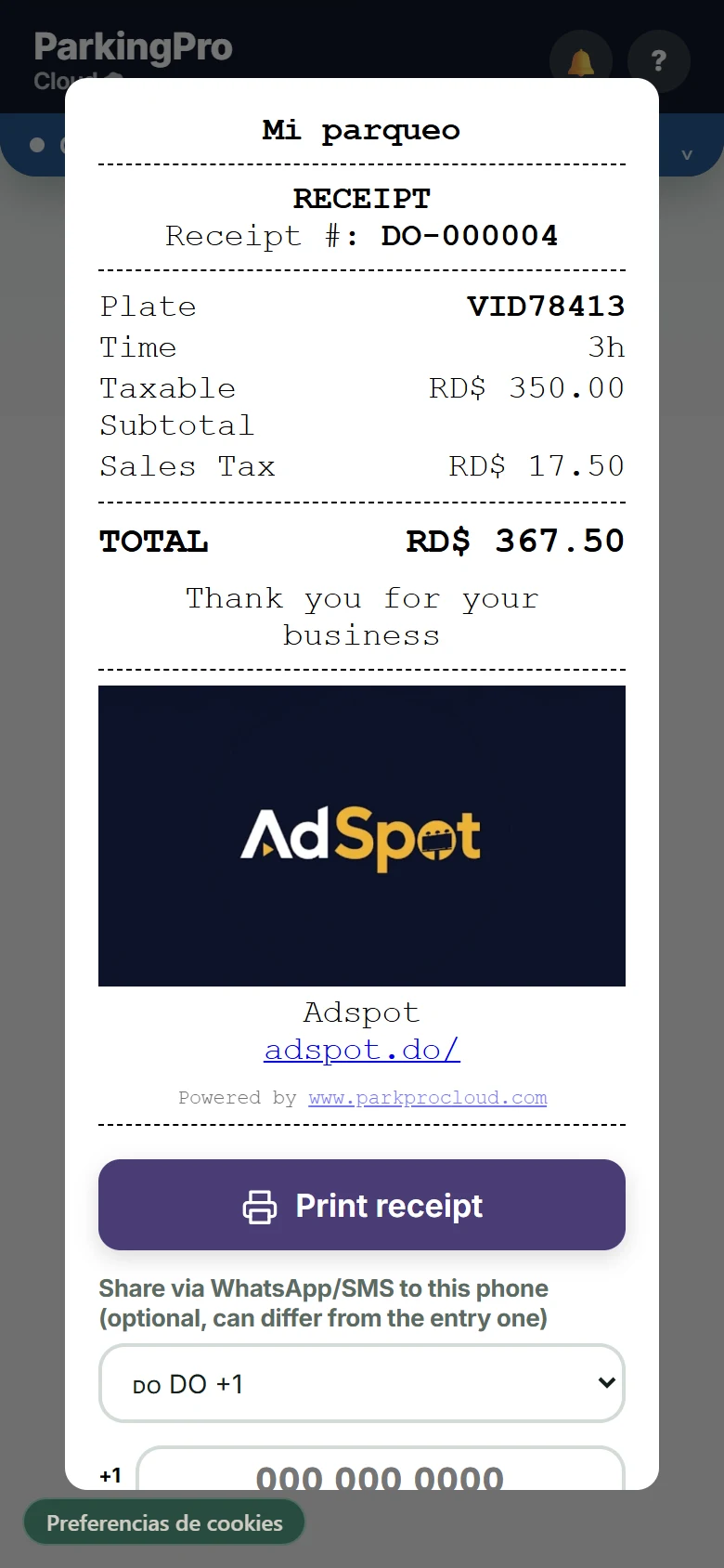 Issued NCF invoice