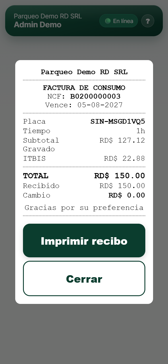 Factura NCF emitida