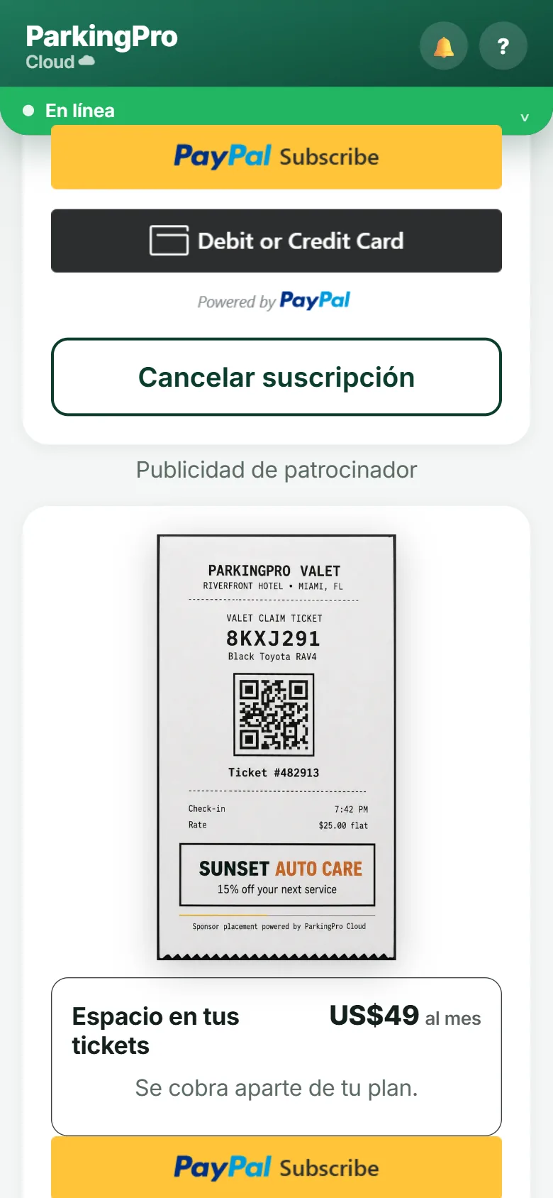 Contratar el espacio de publicidad en tickets
