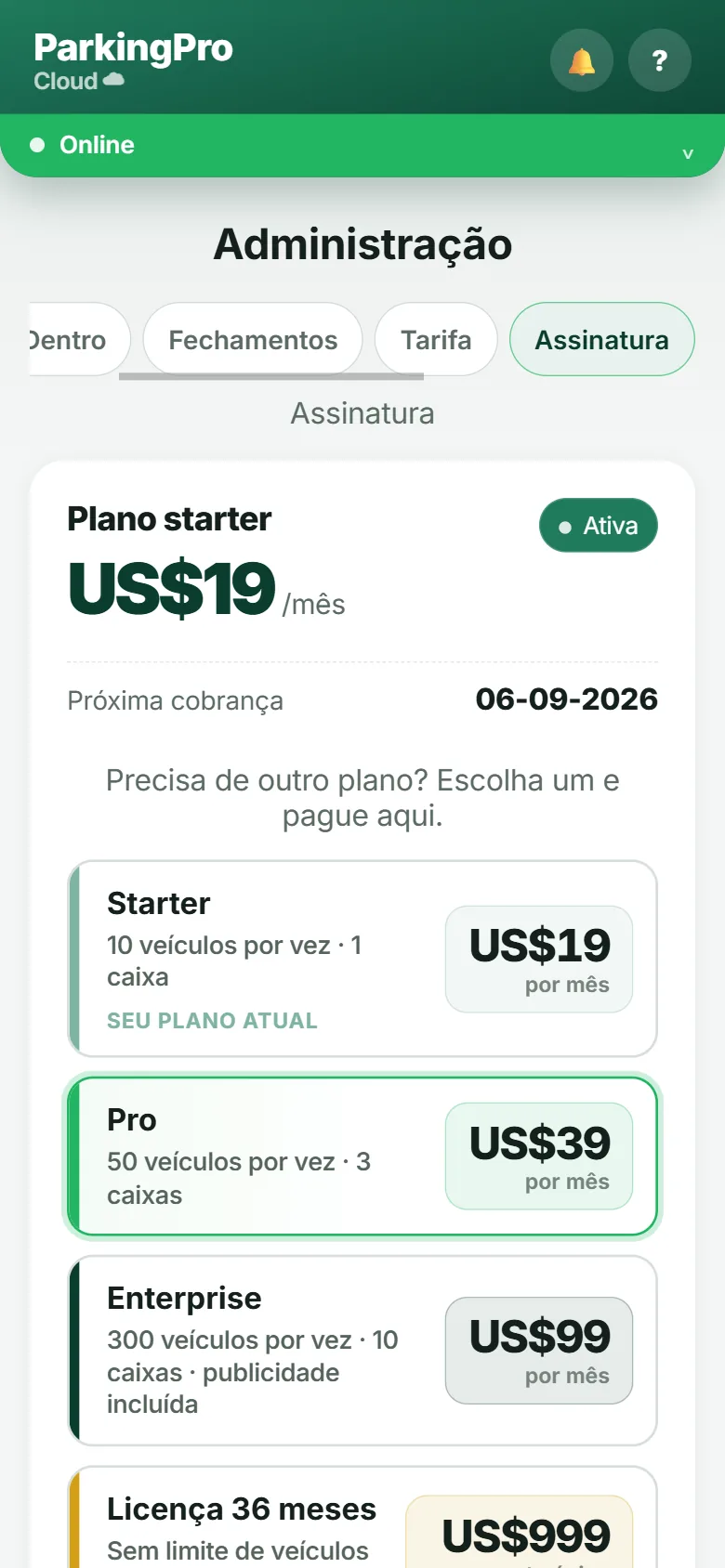 Confirmação para cancelar a assinatura