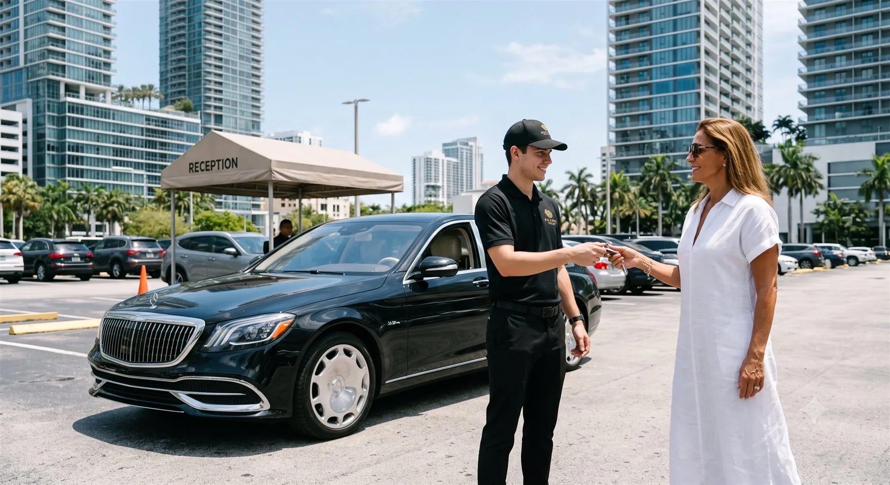 Valet attendant returning a guest's car keys